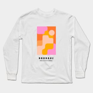 Bauhaus Geometric Shapes in Pink Long Sleeve T-Shirt